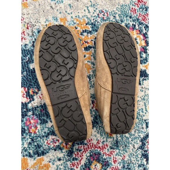 UGG Ascot Mens Size 9 Brown Suede Slipper Shoes Slip On Wool‎ Lined